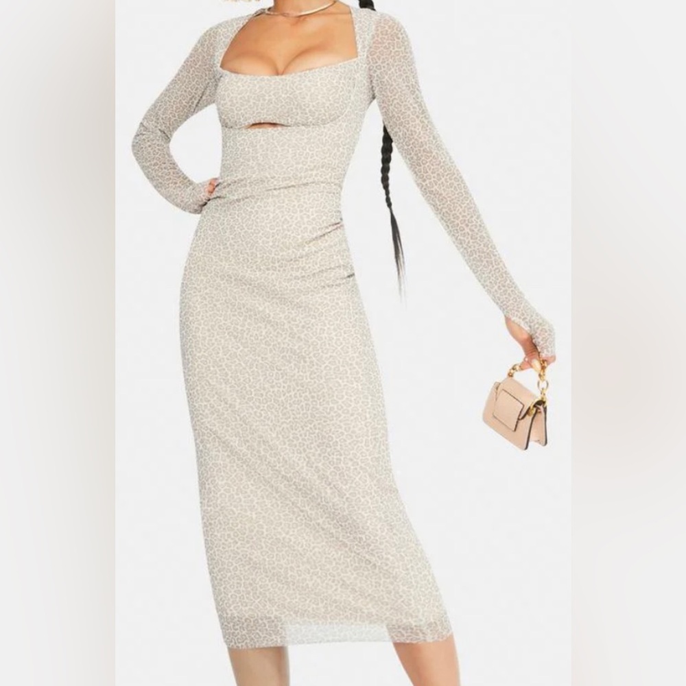 AFRM Leopard Print Kellen Cutout Midi Dress, sz 2X
